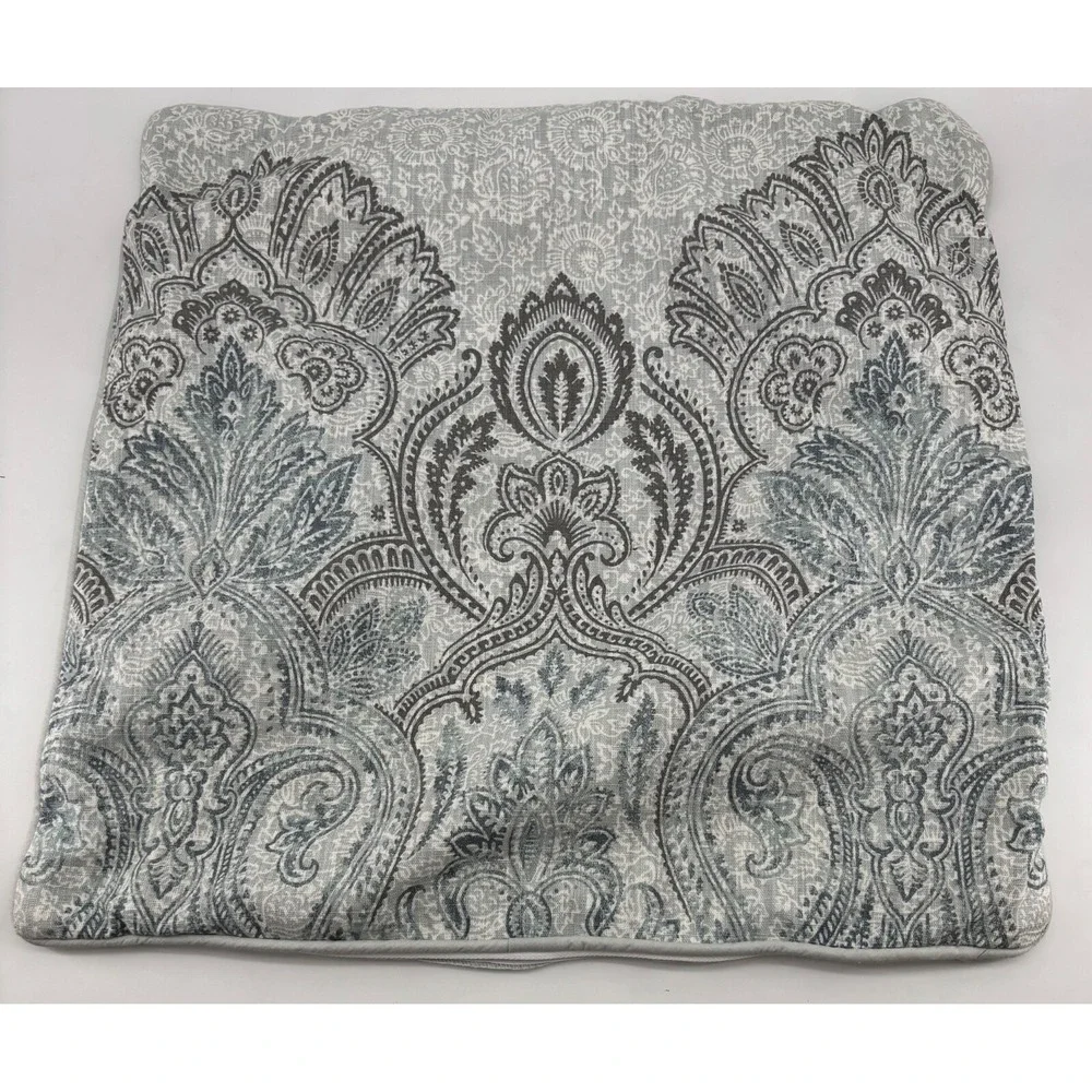 Tahari Teal Gray‎ White Paisley Pillow Cover 20 inch Cotton 18x18